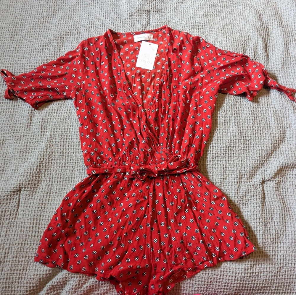 Faithfull the Brand Red Floral Women's Romper